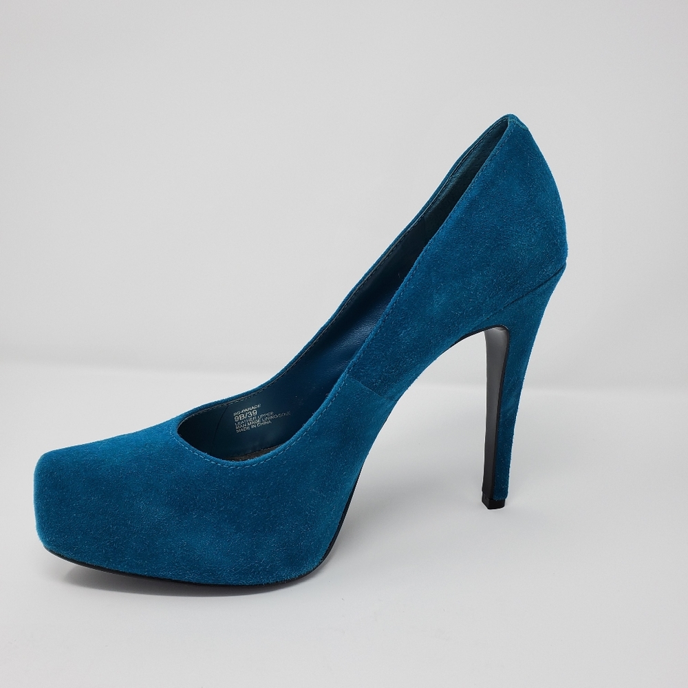 BCBGeneration Teal/Turquoise Suede Parade Heels